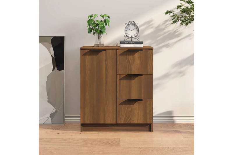 beBasic Skjenk brun eik 60x30x70 cm konstruert tre - Brun - Oppbevaring - Oppbevaringsmøbler - Sideboard & skjenker