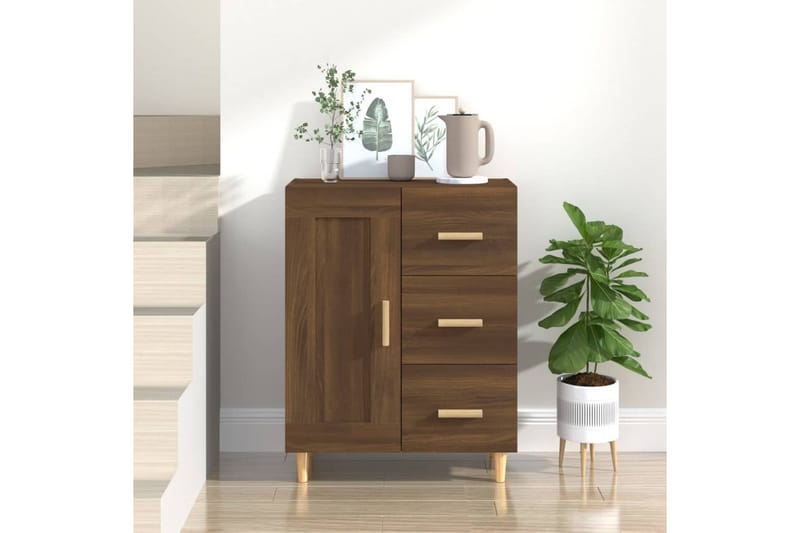 beBasic Skjenk brun eik 69,5x34x90 cm konstruert tre - Brun - Oppbevaring - Oppbevaringsmøbler - Sideboard & skjenker