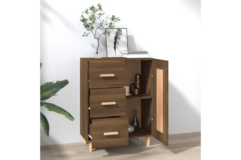 beBasic Skjenk brun eik 69,5x34x90 cm konstruert tre - Brun - Oppbevaring - Oppbevaringsmøbler - Sideboard & skjenker