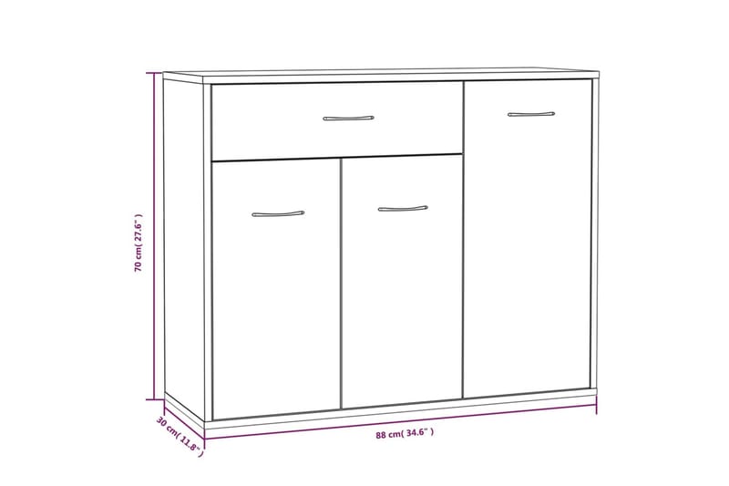 beBasic Skjenk brun eik 88x30x70 cm konstruert tre - Brun - Oppbevaring - Oppbevaringsmøbler - Sideboard & skjenker