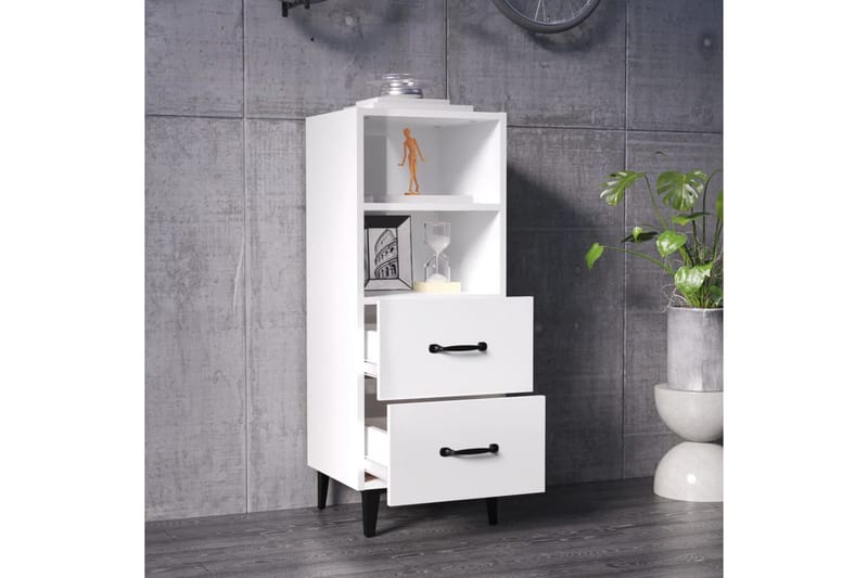 beBasic Skjenk høyglans hvit 34,5x34x90 cm konstruert tre - Hvit - Oppbevaring - Oppbevaringsmøbler - Sideboard & skjenker