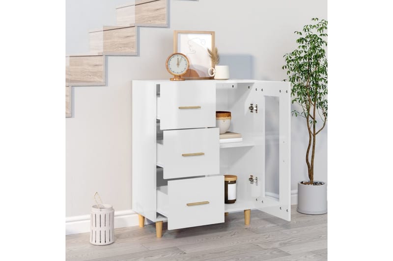 beBasic Skjenk høyglans hvit 69,5x34x90 cm konstruert tre - Hvit - Oppbevaring - Oppbevaringsmøbler - Sideboard & skjenker