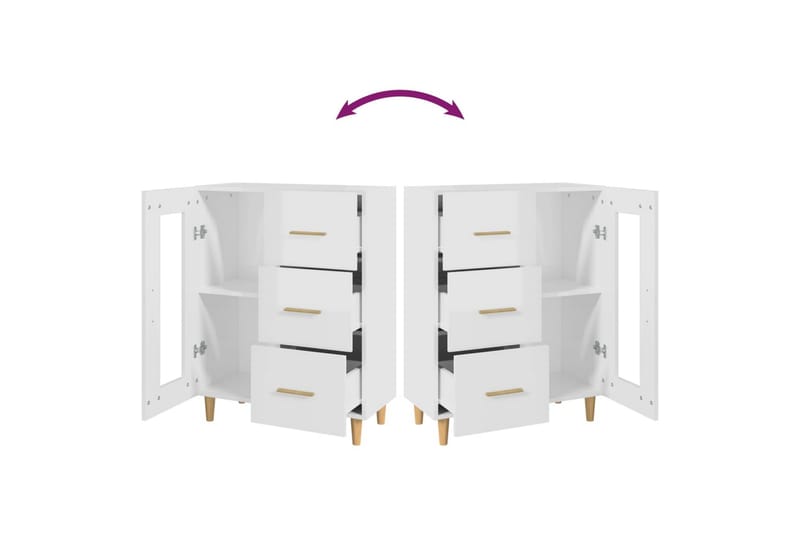 beBasic Skjenk høyglans hvit 69,5x34x90 cm konstruert tre - Hvit - Oppbevaring - Oppbevaringsmøbler - Sideboard & skjenker