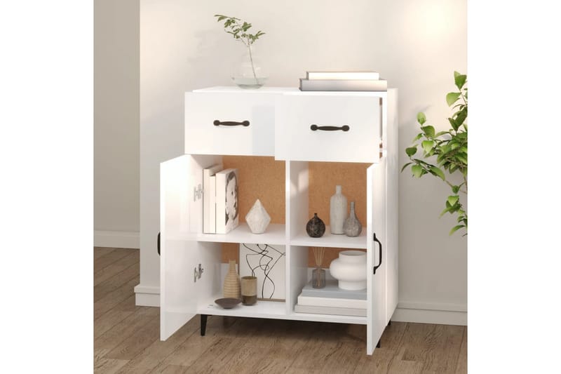 beBasic Skjenk høyglans hvit 69,5x34x90 cm konstruert tre - Hvit - Oppbevaring - Oppbevaringsmøbler - Sideboard & skjenker