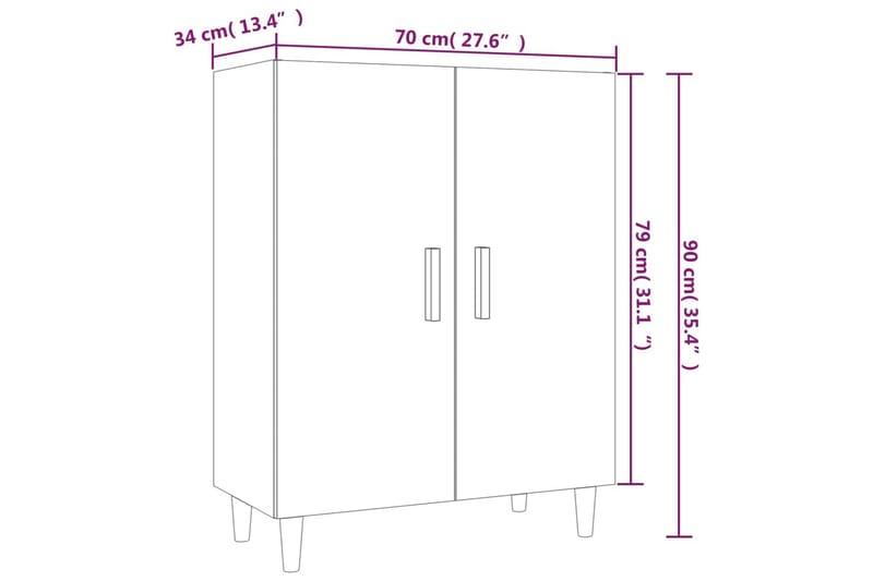 beBasic Skjenk høyglans hvit 70x34x90 cm konstruert tre - Hvit - Oppbevaring - Oppbevaringsmøbler - Sideboard & skjenker