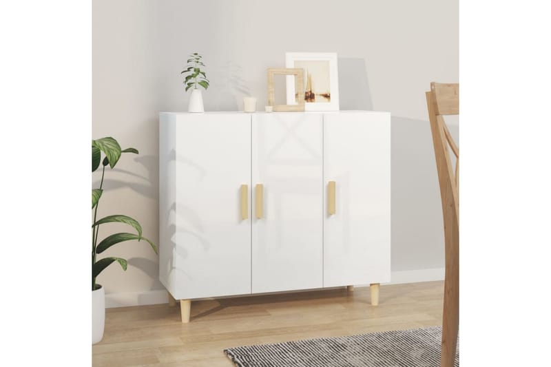 beBasic Skjenk høyglans hvit 90x34x80 cm konstruert tre - Hvit - Oppbevaring - Oppbevaringsmøbler - Sideboard & skjenker