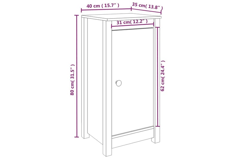 beBasic Skjenk honningbrun 40x35x80 heltre furu - Brun - Oppbevaring - Oppbevaringsmøbler - Sideboard & skjenker