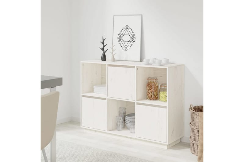 beBasic Skjenk hvit 110,5x35x80 cm heltre furu - Hvit - Oppbevaring - Oppbevaringsmøbler - Sideboard & skjenker