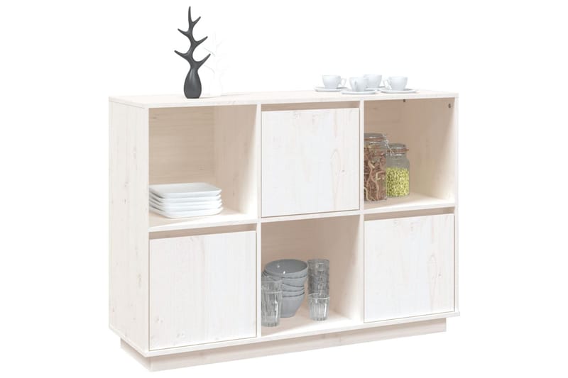 beBasic Skjenk hvit 110,5x35x80 cm heltre furu - Hvit - Oppbevaring - Oppbevaringsmøbler - Sideboard & skjenker