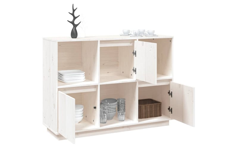 beBasic Skjenk hvit 110,5x35x80 cm heltre furu - Hvit - Oppbevaring - Oppbevaringsmøbler - Sideboard & skjenker