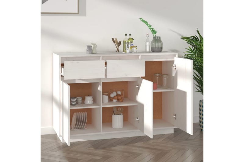 beBasic Skjenk hvit 110x34x75 cm heltre furu - Hvit - Oppbevaring - Oppbevaringsmøbler - Sideboard & skjenker