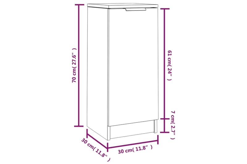 beBasic Skjenk røkt eik 30x30x70 cm konstruert tre - Brun - Oppbevaring - Oppbevaringsmøbler - Sideboard & skjenker