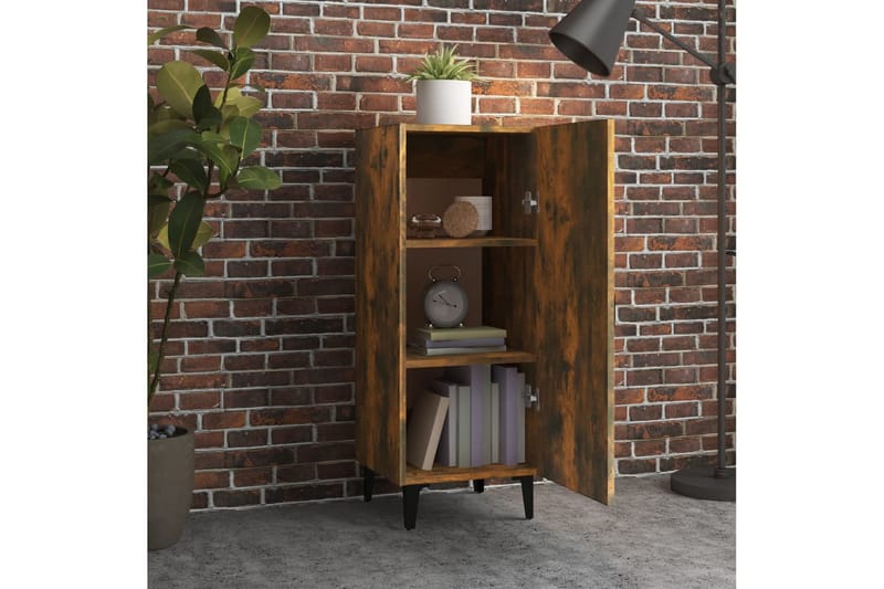 beBasic Skjenk røkt eik 34,5x34x90 cm konstruert tre - Brun - Oppbevaring - Oppbevaringsmøbler - Sideboard & skjenker