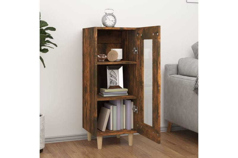 beBasic Skjenk røkt eik 34,5x34x90 cm konstruert tre - Brun - Oppbevaring - Oppbevaringsmøbler - Sideboard & skjenker