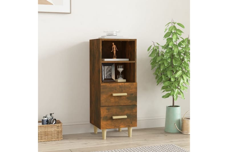 beBasic Skjenk røkt eik 34,5x34x90 cm konstruert tre - Brun - Oppbevaring - Oppbevaringsmøbler - Sideboard & skjenker