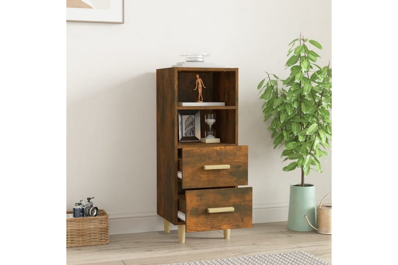 beBasic Skjenk røkt eik 34,5x34x90 cm konstruert tre - Brun - Oppbevaring - Oppbevaringsmøbler - Sideboard & skjenker