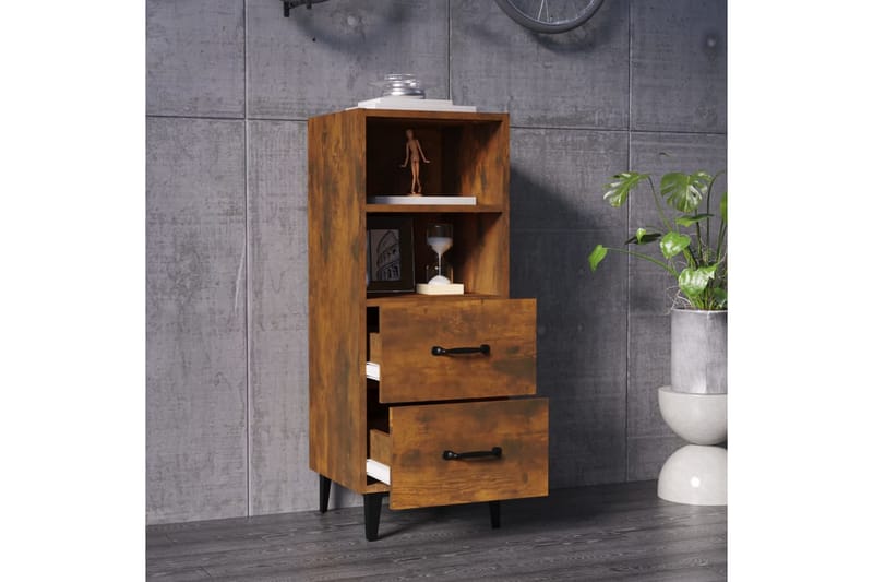 beBasic Skjenk røkt eik 34,5x34x90 cm konstruert tre - Brun - Oppbevaring - Oppbevaringsmøbler - Sideboard & skjenker