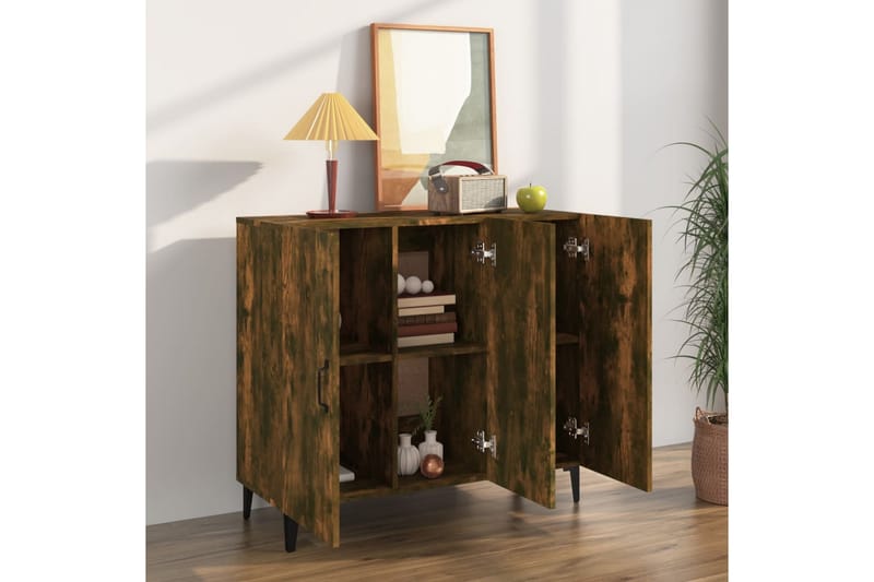 beBasic Skjenk røkt eik 90x34x80 cm konstruert tre - Brun - Oppbevaring - Oppbevaringsmøbler - Sideboard & skjenker