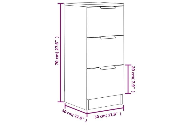 beBasic Skjenk sonoma eik 30x30x70 cm konstruert tre - Brun - Oppbevaring - Oppbevaringsmøbler - Sideboard & skjenker