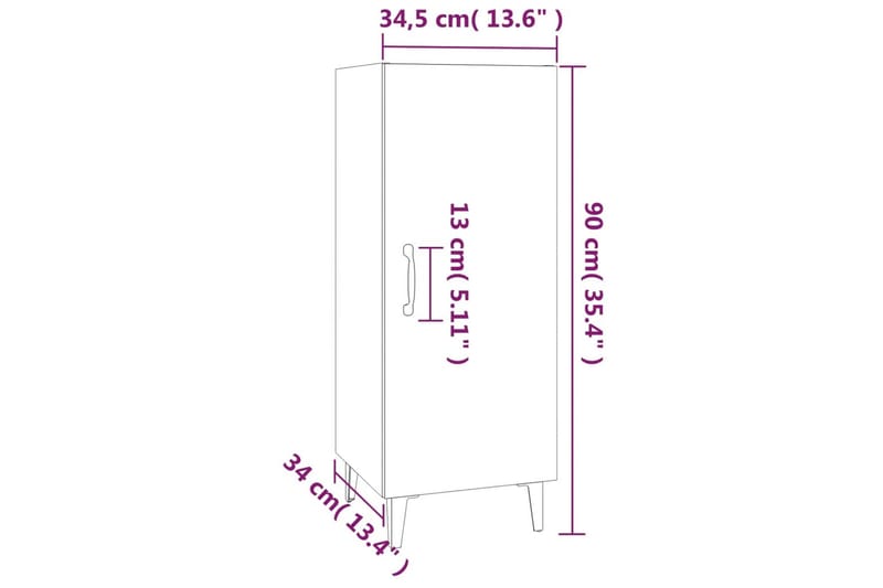 beBasic Skjenk sonoma eik 34,5x34x90 cm konstruert tre - Brun - Oppbevaring - Oppbevaringsmøbler - Sideboard & skjenker