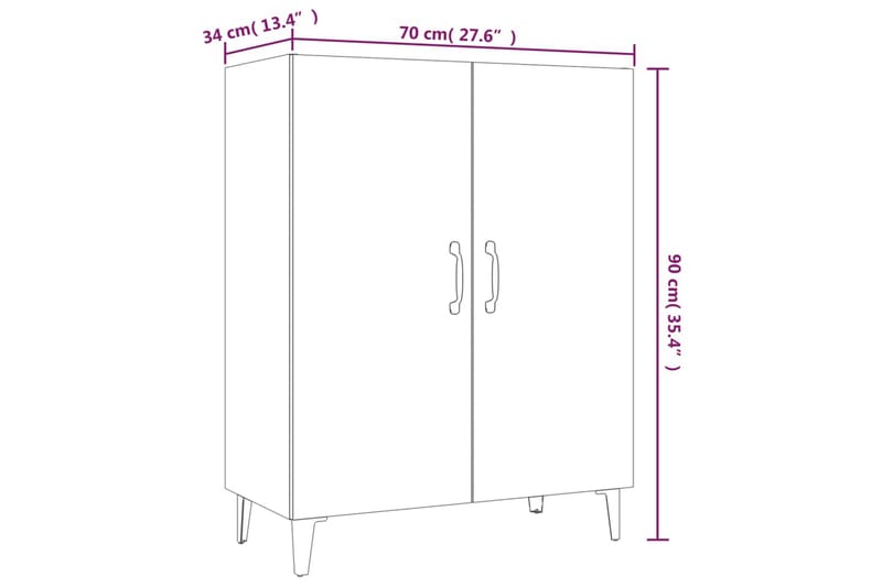 beBasic Skjenk sonoma eik 70x34x90 cm konstruert tre - Brun - Oppbevaring - Oppbevaringsmøbler - Sideboard & skjenker