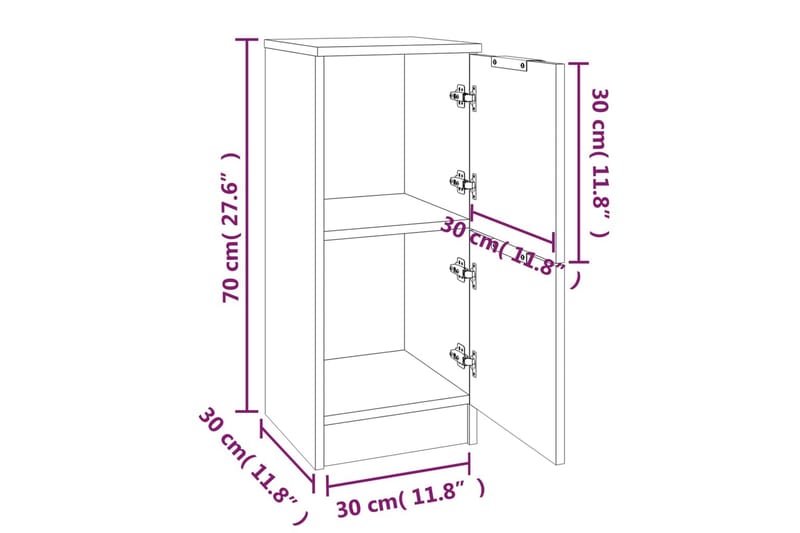 beBasic Skjenker 2 stk brun eik 30x30x70 cm konstruert tre - Brun - Sideboard & skjenker