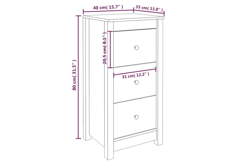 beBasic Skjenker 2 stk grå 40x35x80 cm heltre furu - GrÃ¥ - Oppbevaring - Oppbevaringsmøbler - Sideboard & skjenker