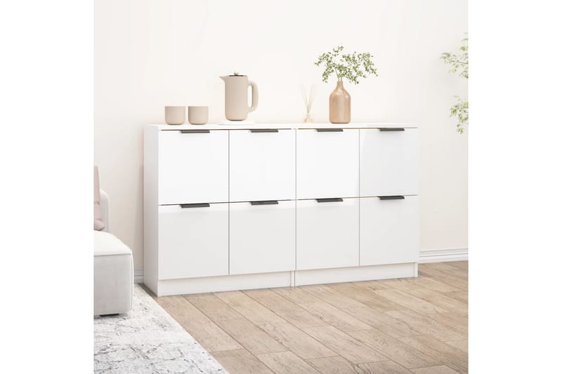 beBasic Skjenker 2 stk høyglans hvit 60x30x70 cm konstruert tre - Hvit - Oppbevaring - Oppbevaringsmøbler - Sideboard & skjenker