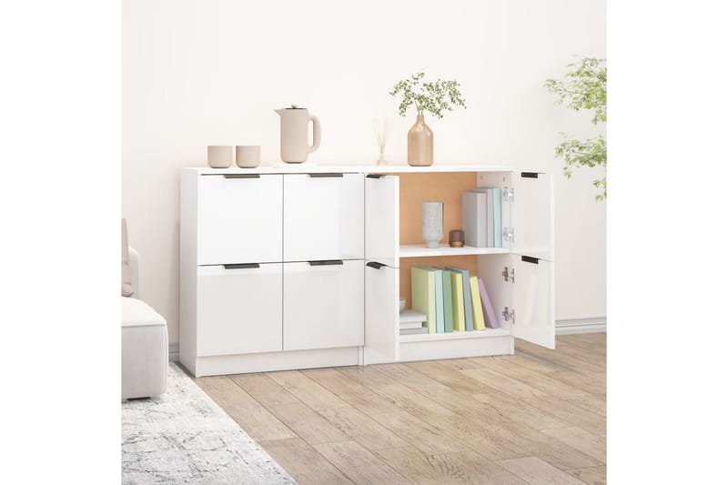 beBasic Skjenker 2 stk høyglans hvit 60x30x70 cm konstruert tre - Hvit - Oppbevaring - Oppbevaringsmøbler - Sideboard & skjenker