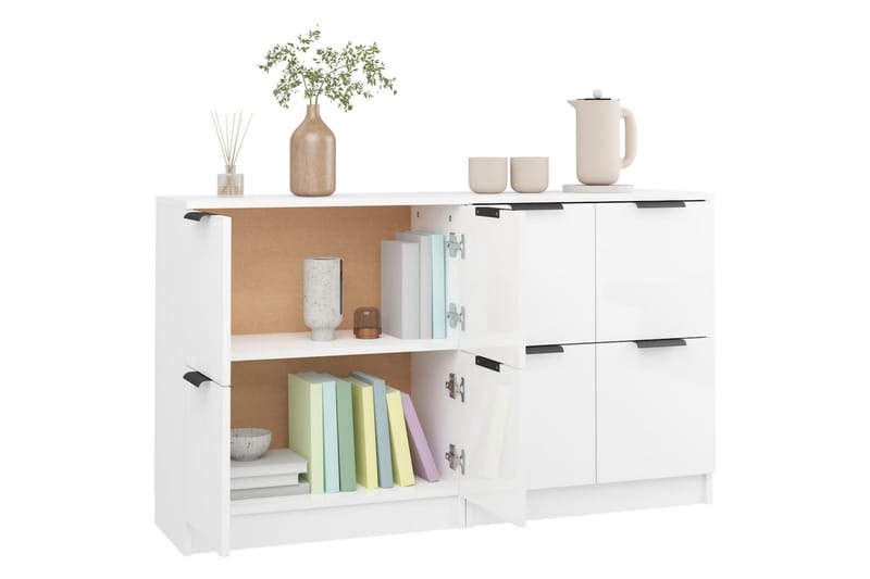 beBasic Skjenker 2 stk høyglans hvit 60x30x70 cm konstruert tre - Hvit - Oppbevaring - Oppbevaringsmøbler - Sideboard & skjenker