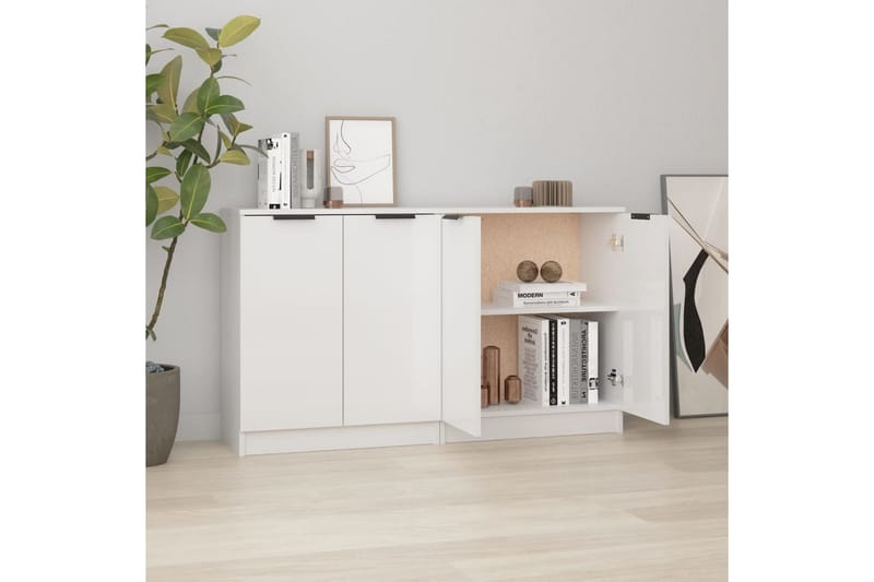 beBasic Skjenker 2 stk høyglans hvit 60x30x70 cm konstruert tre - Hvit - Oppbevaring - Oppbevaringsmøbler - Sideboard & skjenker