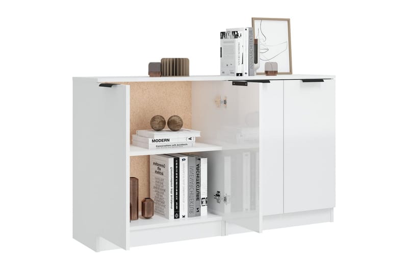 beBasic Skjenker 2 stk høyglans hvit 60x30x70 cm konstruert tre - Hvit - Oppbevaring - Oppbevaringsmøbler - Sideboard & skjenker