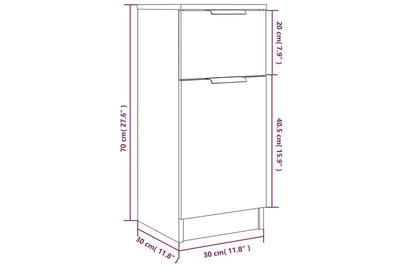 beBasic Skjenker 2 stk hvit 30x30x70 cm konstruert tre - Hvit - Oppbevaring - Oppbevaringsmøbler - Sideboard & skjenker