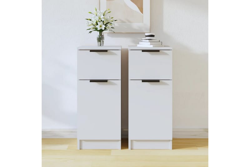 beBasic Skjenker 2 stk hvit 30x30x70 cm konstruert tre - Hvit - Oppbevaring - Oppbevaringsmøbler - Sideboard & skjenker