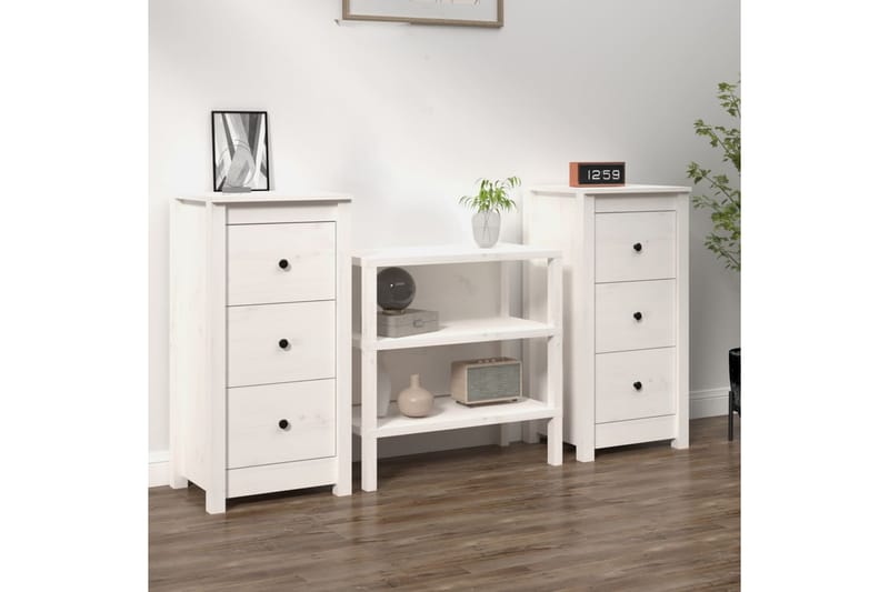 beBasic Skjenker 2 stk hvit 40x35x80 cm heltre furu - Hvit - Oppbevaring - Oppbevaringsmøbler - Sideboard & skjenker