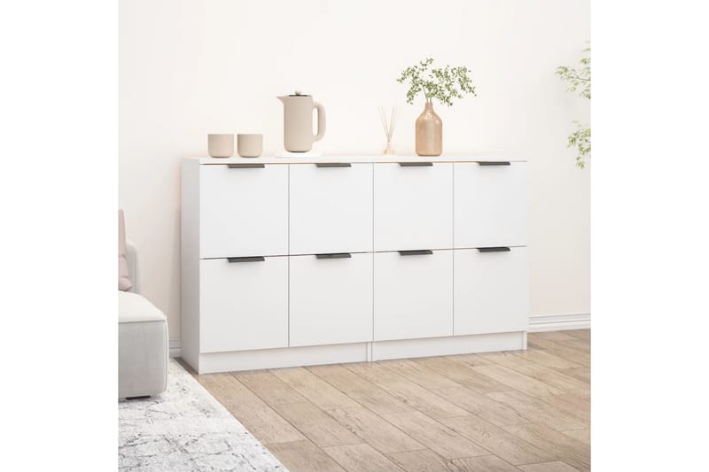 beBasic Skjenker 2 stk hvit 60x30x70 cm konstruert tre - Hvit - Oppbevaring - Oppbevaringsmøbler - Sideboard & skjenker