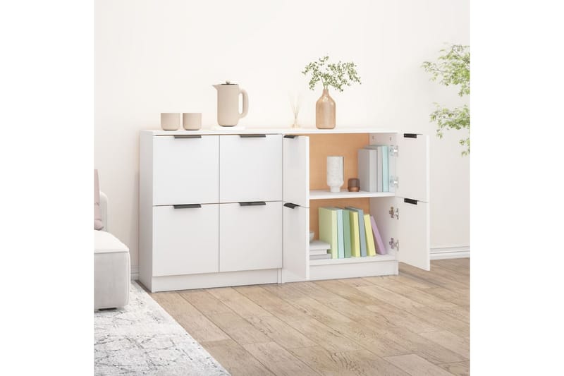 beBasic Skjenker 2 stk hvit 60x30x70 cm konstruert tre - Hvit - Oppbevaring - Oppbevaringsmøbler - Sideboard & skjenker