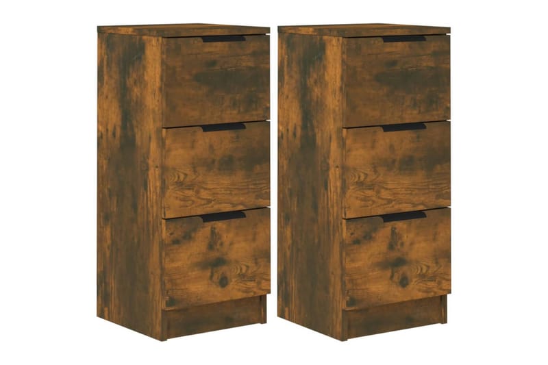 beBasic Skjenker 2 stk røkt eik 30x30x70 cm konstruert tre - Brun - Oppbevaring - Oppbevaringsmøbler - Sideboard & skjenker