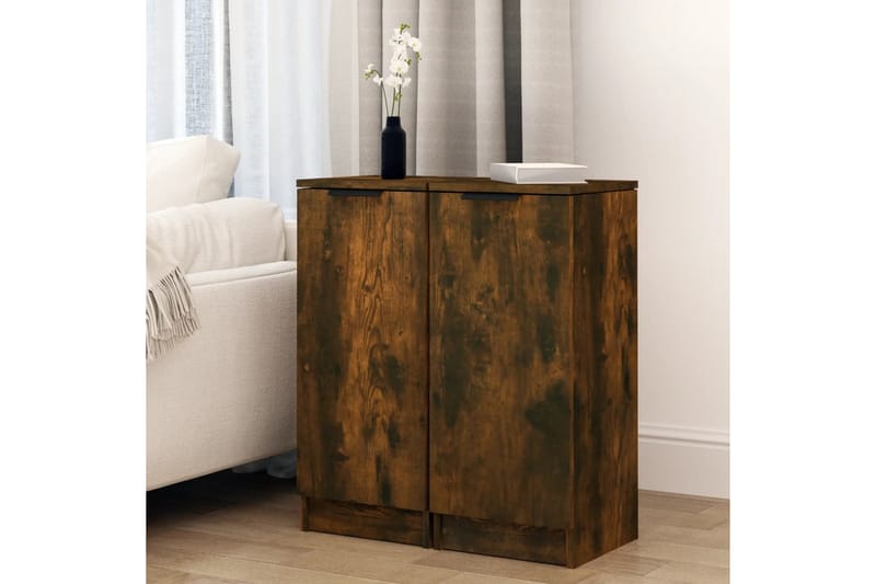 beBasic Skjenker 2 stk røkt eik 30x30x70 cm konstruert tre - Brun - Oppbevaring - Oppbevaringsmøbler - Sideboard & skjenker