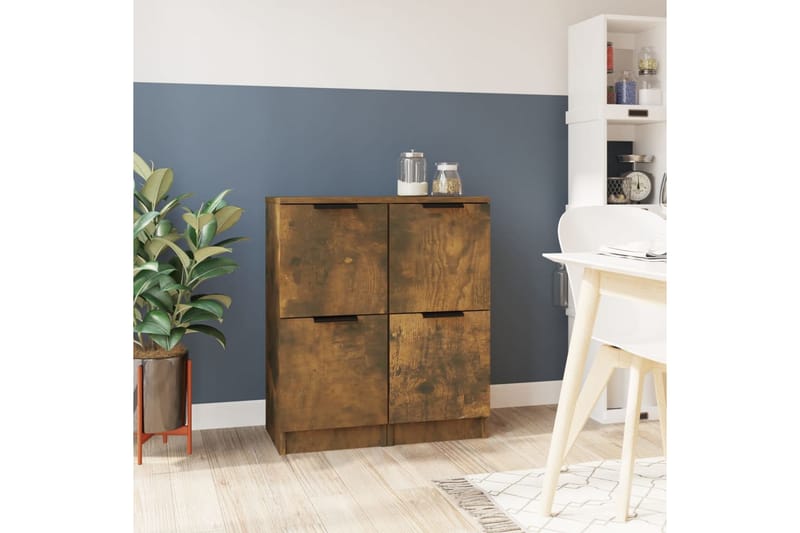 beBasic Skjenker 2 stk røkt eik 30x30x70 cm konstruert tre - Brun - Oppbevaring - Oppbevaringsmøbler - Sideboard & skjenker