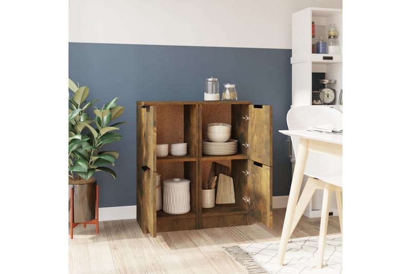 beBasic Skjenker 2 stk røkt eik 30x30x70 cm konstruert tre - Brun - Oppbevaring - Oppbevaringsmøbler - Sideboard & skjenker