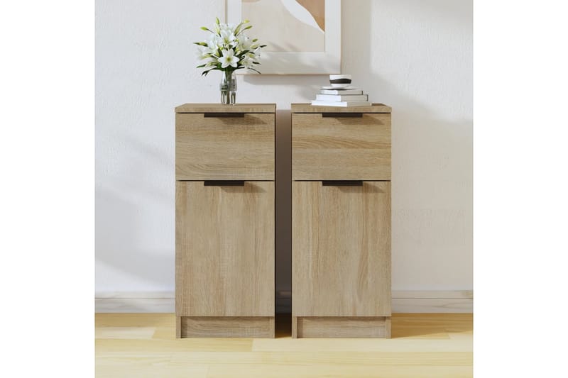 beBasic Skjenker 2 stk sonoma eik 30x30x70 cm konstruert tre - Brun - Oppbevaring - Oppbevaringsmøbler - Sideboard & skjenker