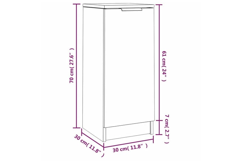 beBasic Skjenker 2 stk sonoma eik 30x30x70 cm konstruert tre - Brun - Oppbevaring - Oppbevaringsmøbler - Sideboard & skjenker