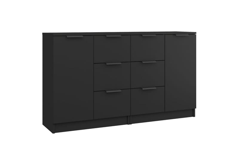 beBasic Skjenker 2 stk svart 60x30x70 cm konstruert tre - Svart - Oppbevaring - Oppbevaringsmøbler - Sideboard & skjenker