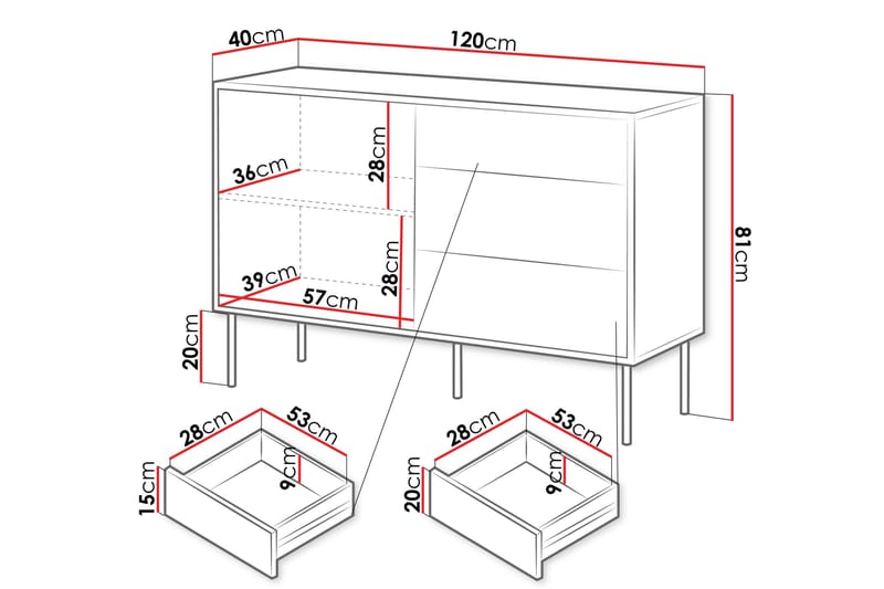 Belonger Kommode 120 cm - Svart - Oppbevaring - Oppbevaringsmøbler - Kommode