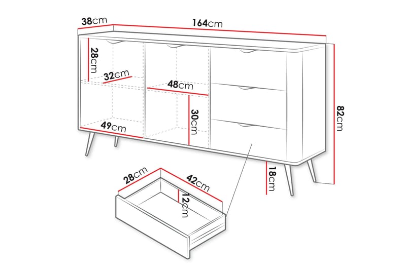 Forba Kommode 164 cm - Svart - Oppbevaring - Oppbevaringsmøbler - Kommode