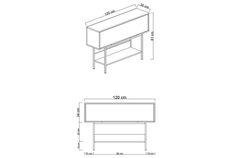 Germaine Kommode 120 cm - Svart/Hvit - Oppbevaring - Oppbevaringsmøbler - Kommode