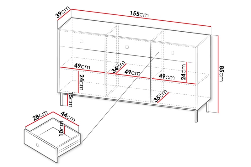 Hermann Kommode 155 cm - Hvit - Oppbevaring - Oppbevaringsmøbler - Kommode