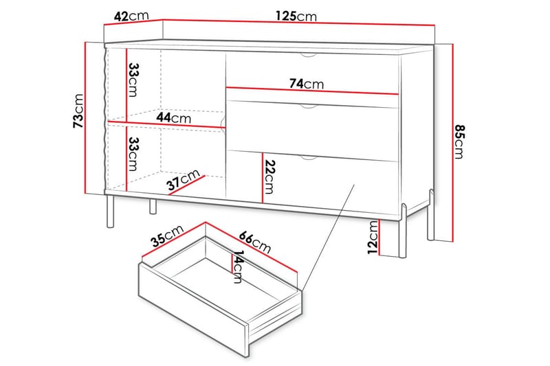 Holmes Kommode 125 cm - Hvit - Oppbevaring - Oppbevaringsmøbler - Kommode