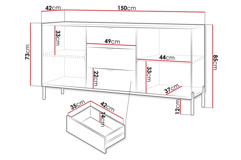 Holmes Kommode 150 cm - Hvit - Oppbevaring - Oppbevaringsmøbler - Kommode